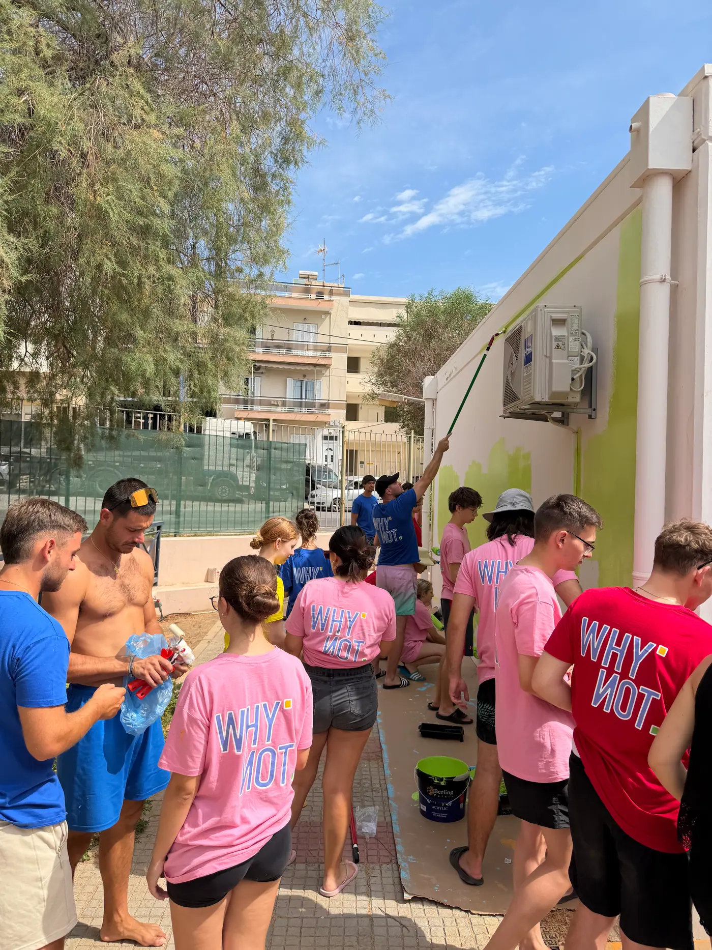Day 3 at the 2nd Kindergarten of Lavrio, while the exterior walls were prepared for painting. Photo 3 of 32.