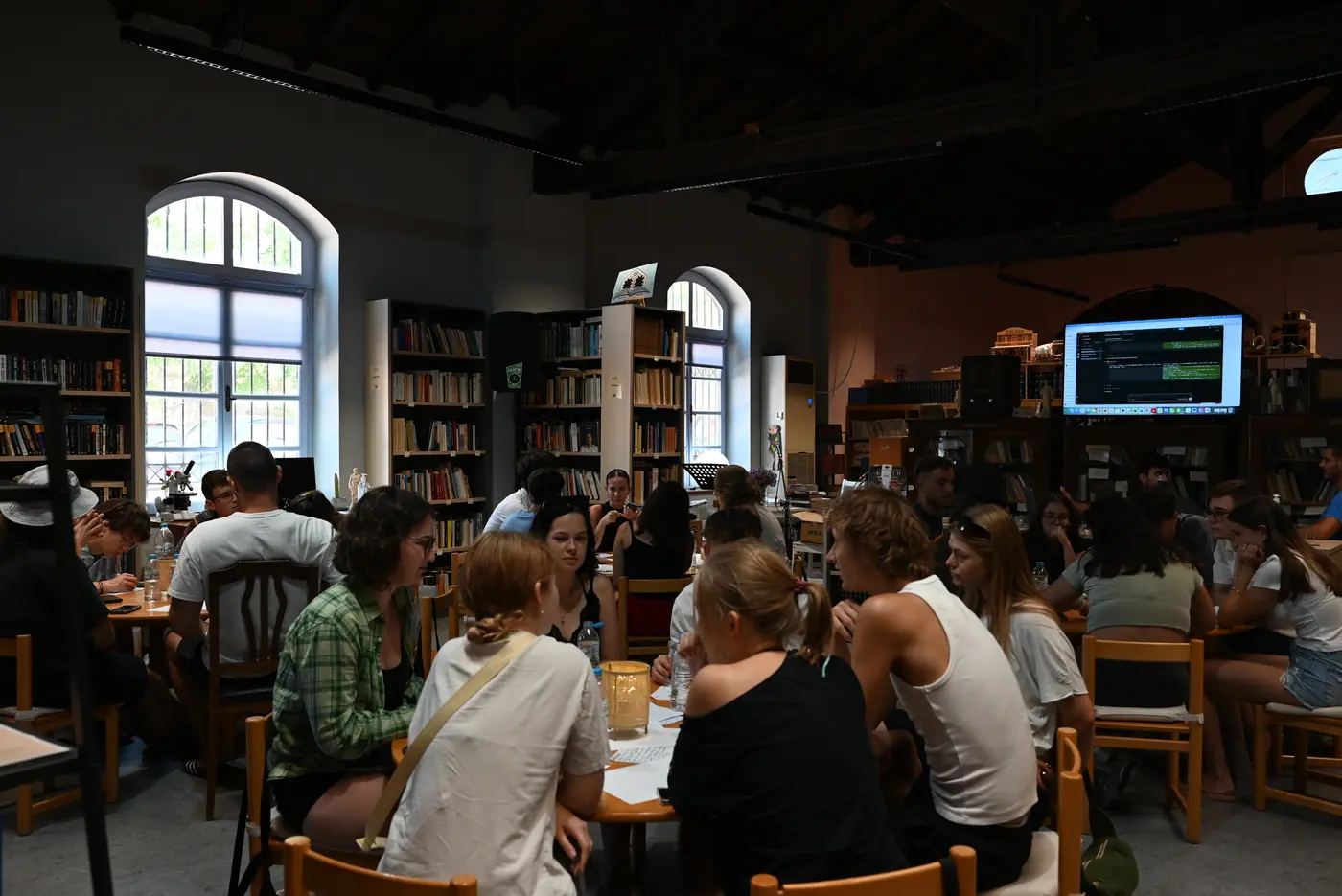 Day 3 at the Lavrio Municipal Library, where teams sketched and planned their heritage websites. Photo 5 of 32.