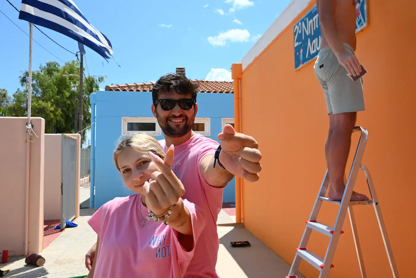 Day 4 in Lavrio, at the completion of the school painting activity. Photo 30 of 34.