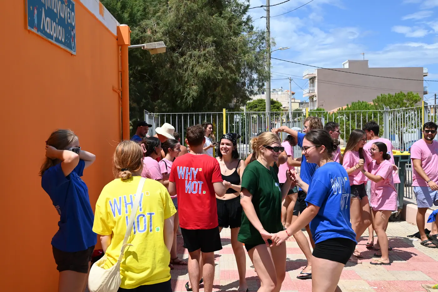 Day 4 at the 2nd Kindergarten of Lavrio, during the second coat of paint on the exterior walls. Photo 33 of 34.