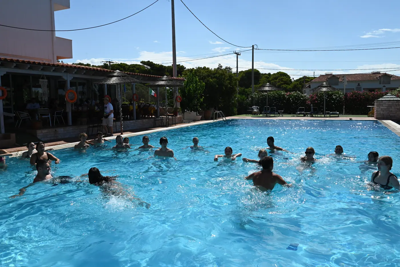 Day 5 in Sounio, at the shared international meal prepared by the four national teams. Photo 8 of 22.