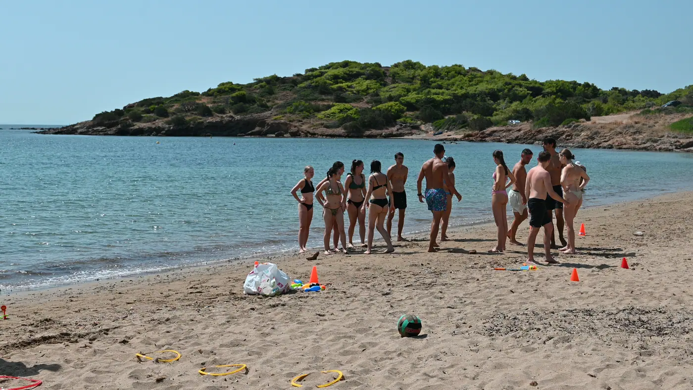 Day 7 on Sounio beach, during the survivor-style beach triathlon. Photo 21 of 52.