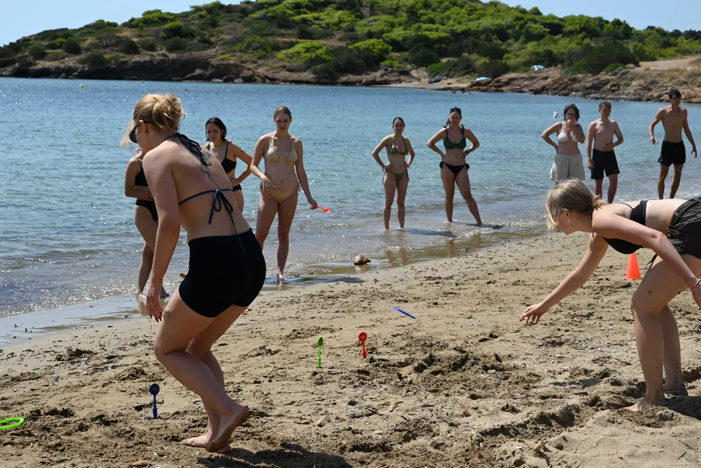 Day 7 on Sounio beach, where local people joined the group challenges. Photo 26 of 52.