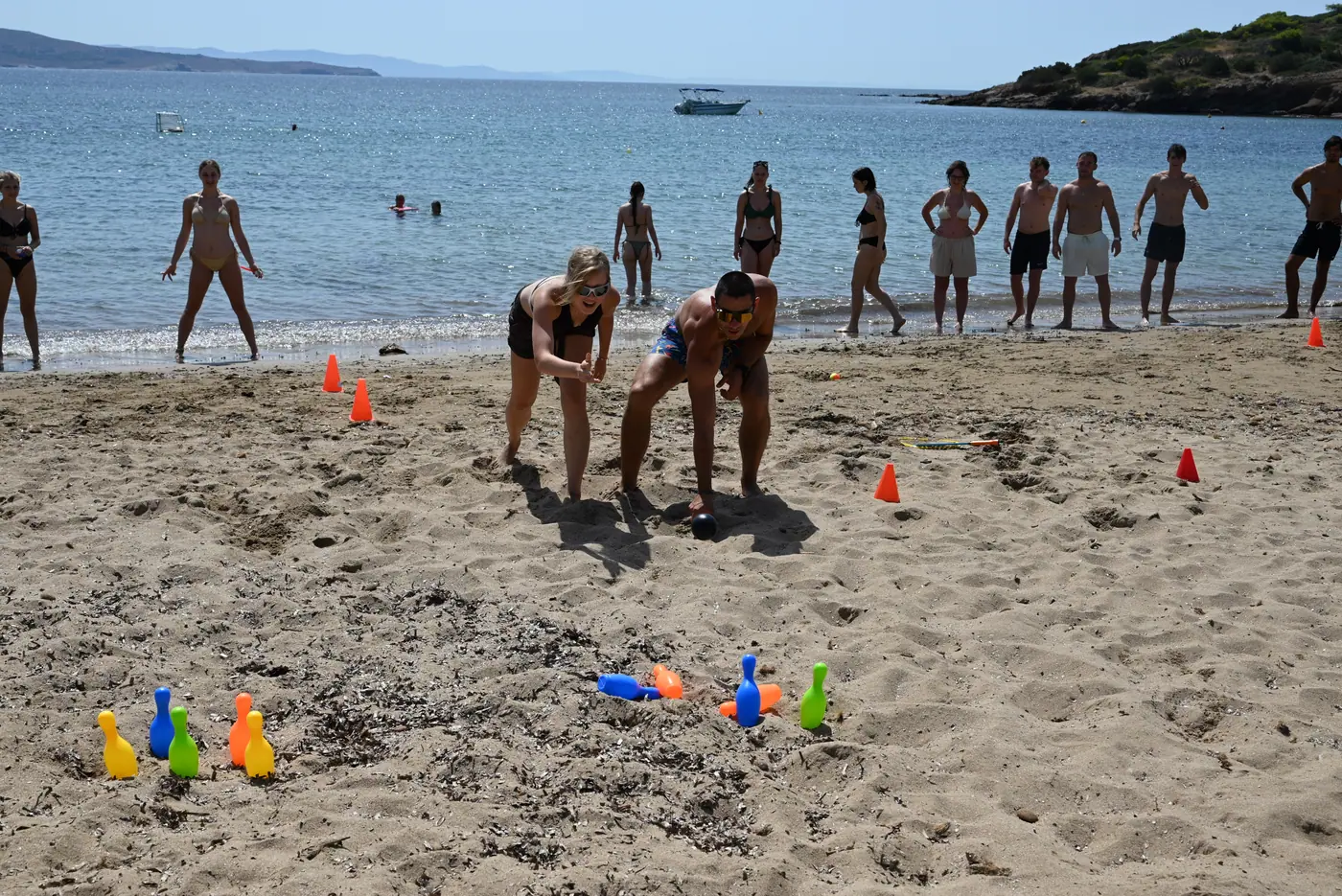 Day 7 on Sounio beach, where local people joined the group challenges. Photo 30 of 52.