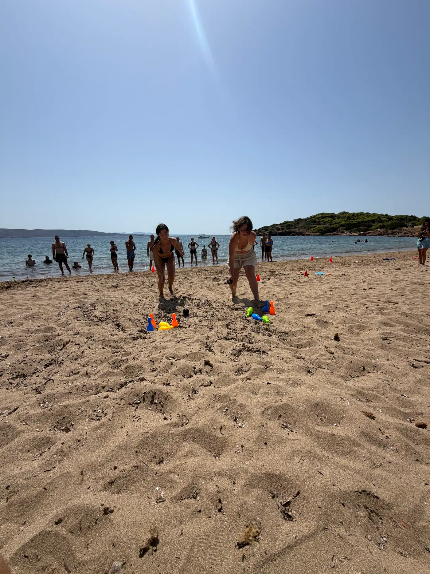 Day 7 on Sounio beach, where local people joined the group challenges. Photo 34 of 52.