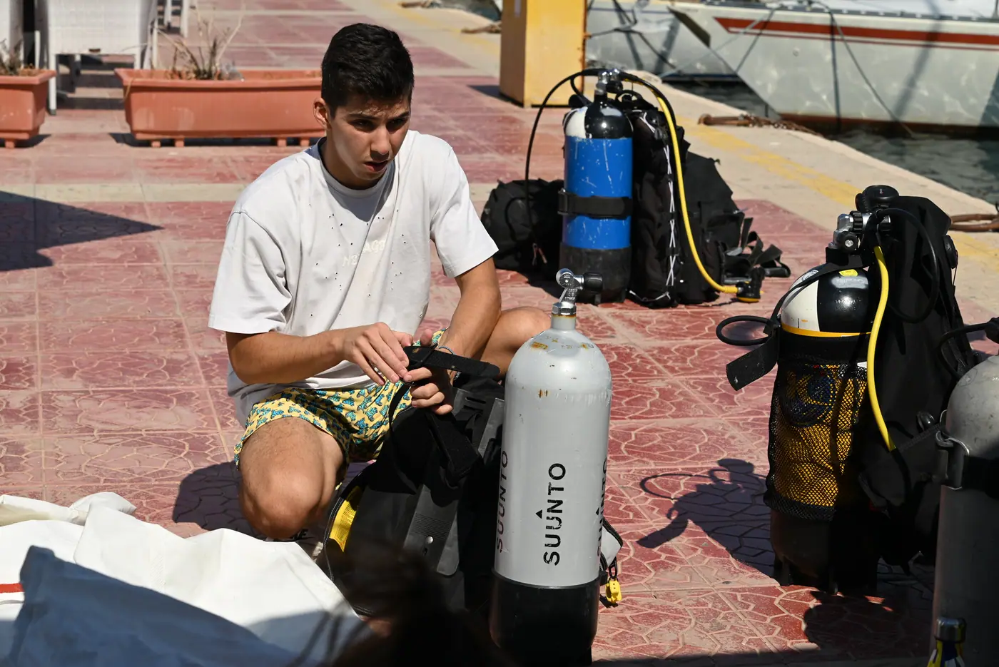 Day 9 at the Port of Lavrio, where participants supported the eleven volunteer divers. Photo 2 of 43.