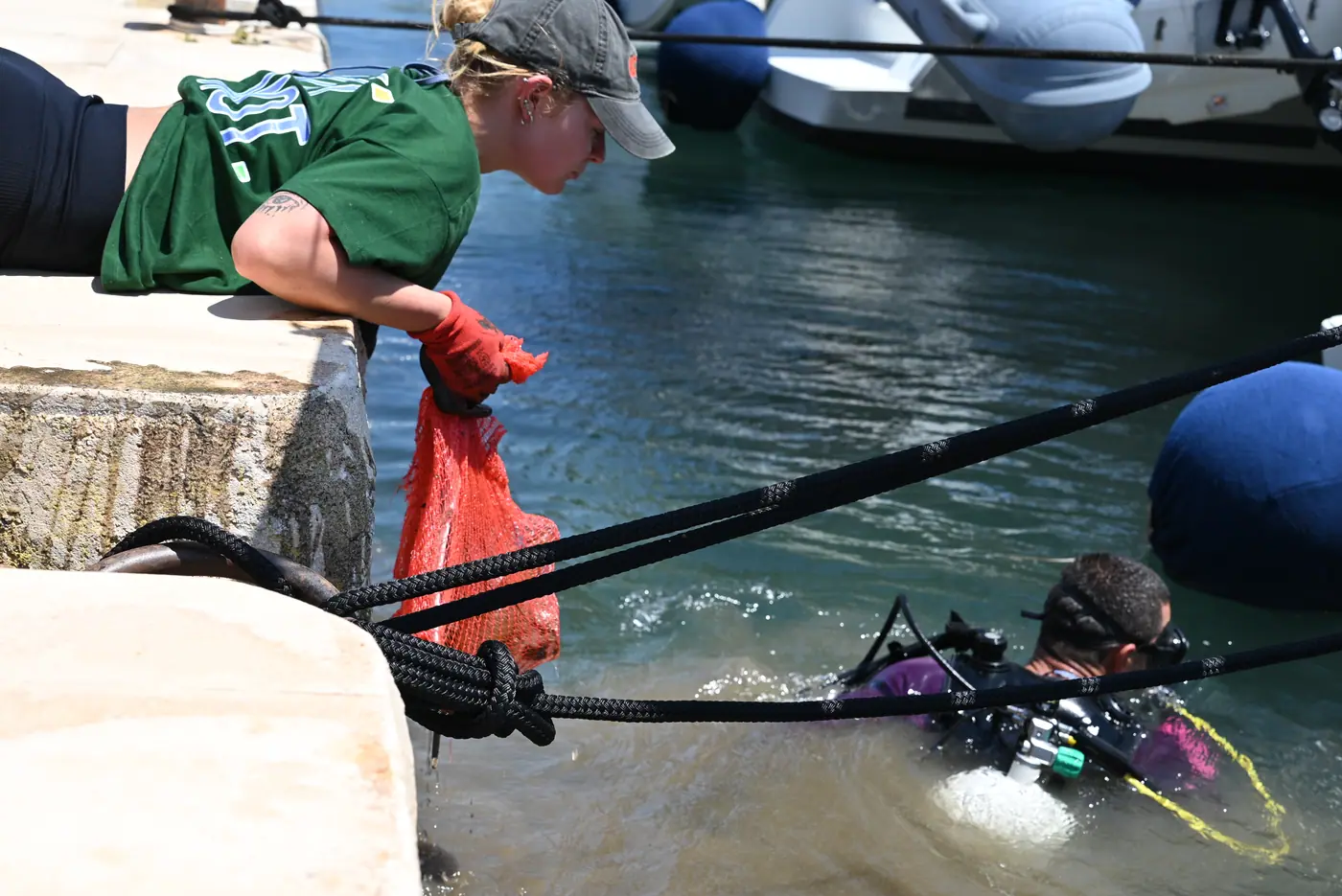 Day 9 at the Port of Lavrio, at the start of the six-hour underwater clean-up. Photo 41 of 43.